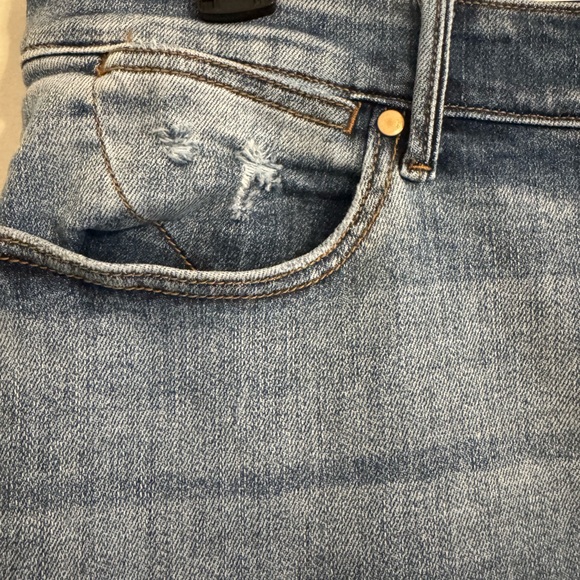 Judy Blue Straight Leg Blue Jeans with Distressed Details - Picture 4 of 9